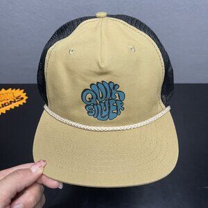 Quiksilver Retro Tan & Black Trucker Hat With Rope Accent Snapback OSFM Mesh
